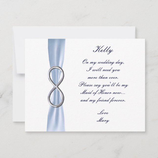 Blue Infinity Wedding Maid Of Honour Card (Front)
