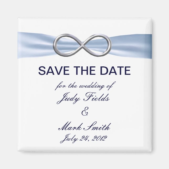 Blue Infinity Wedding Save The Date Magnet (Front)