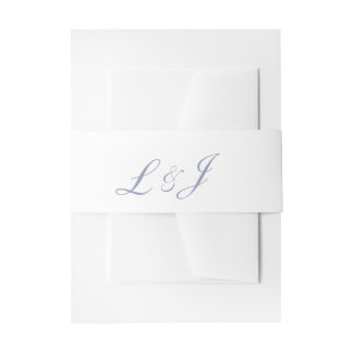 Blue initial belly band invitation belly band