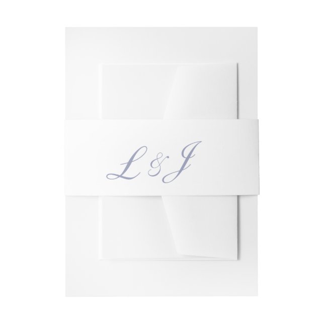 Blue initial belly band  invitation belly band (Front Example)