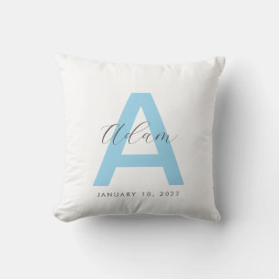 Blue Initial Name Personalised Cushion