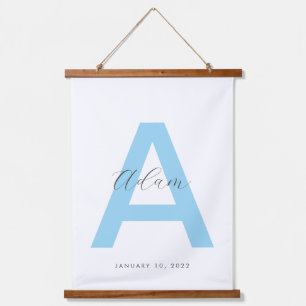 Blue Initial Name Personalised Hanging Tapestry