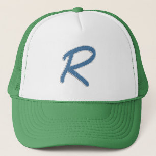 Blue Initial "R" Trucker Hat
