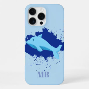 blue initials monogram iPhone 16 pro max case