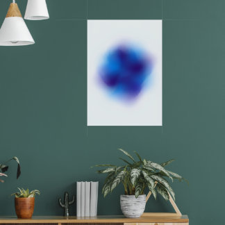 Blue Ink Blot Minimalist Abstract Art Poster