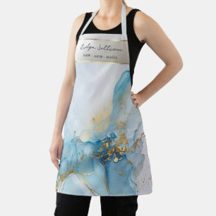 blue ink marble apron