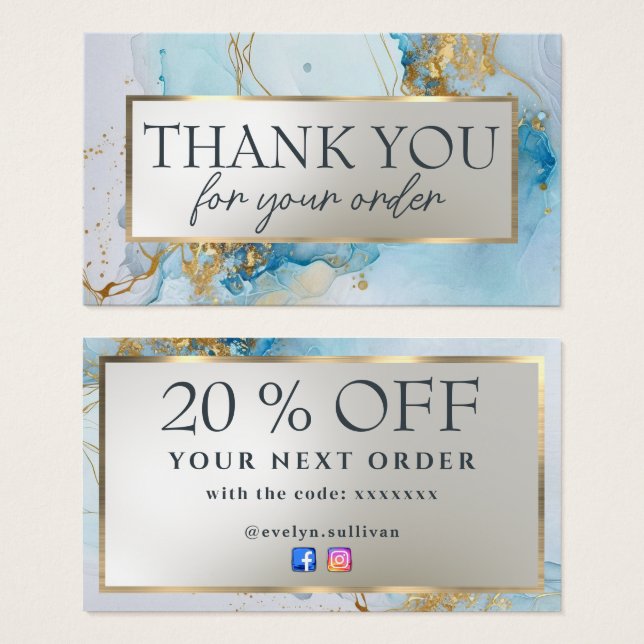 blue ink marble discount card (Front & Back)