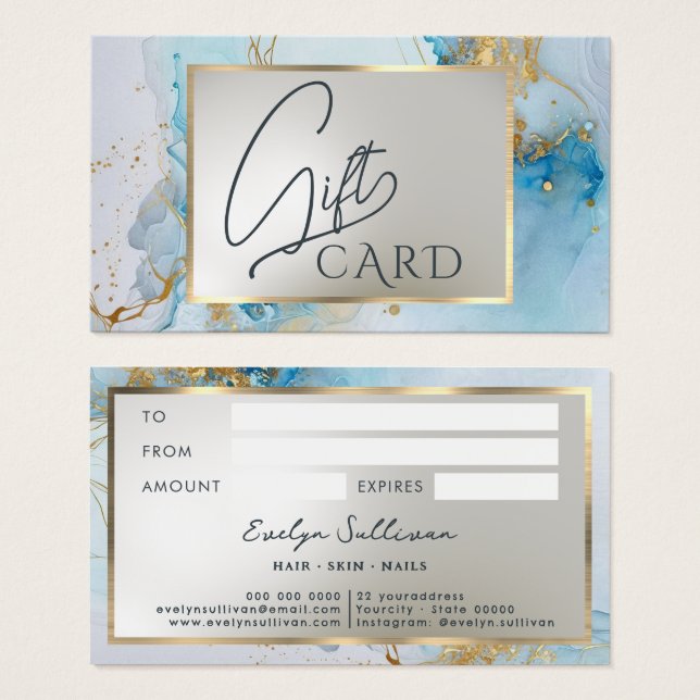 blue ink marble gift card (Front & Back)