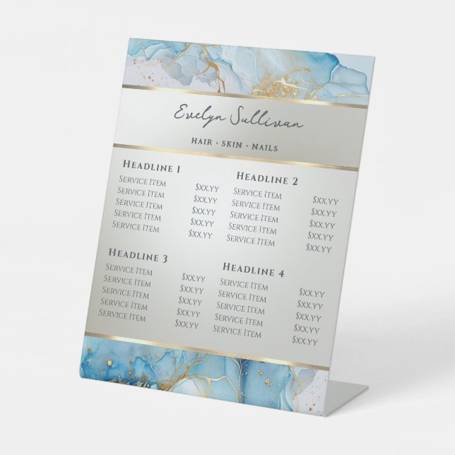 blue ink marble price list  pedestal sign (Front)