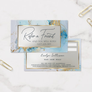 blue ink marble referral card