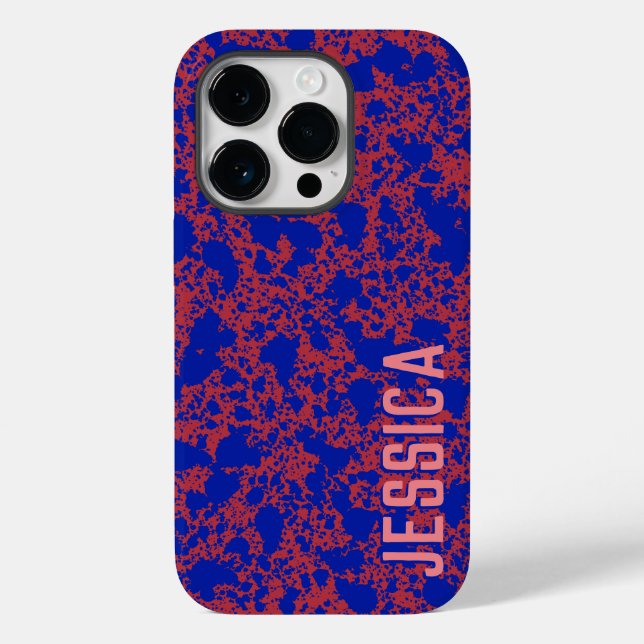 Blue Ink on Red Simple Modern Case-Mate iPhone Case (Back)