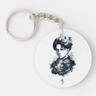Blue Ink Soldier Portrait Acrylic Keychain