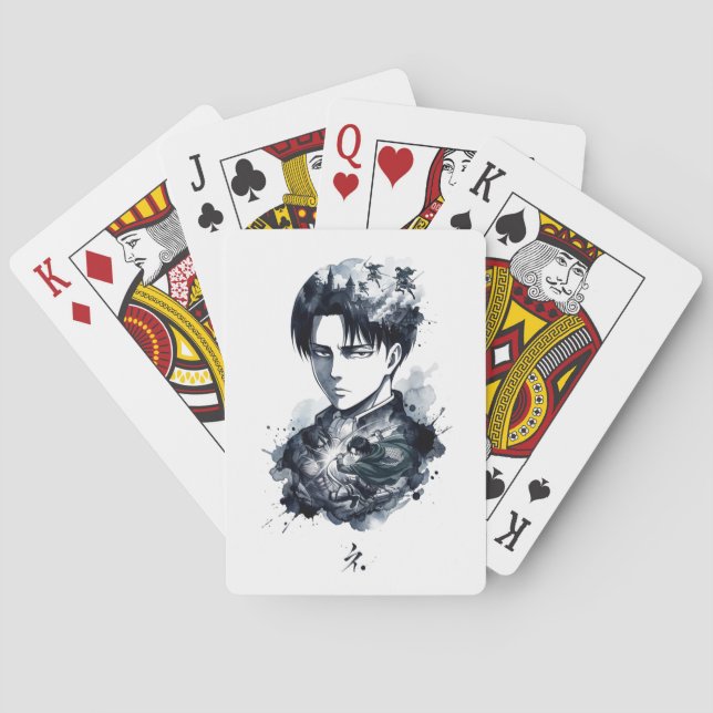 Blue Ink Soldier Portrait Classic Playing Cards (Back)