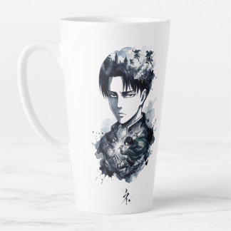 Blue Ink Soldier Portrait Latte Mug