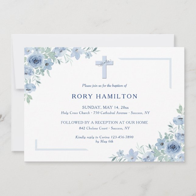 Blue Inspiration Religious Invitation (Front)