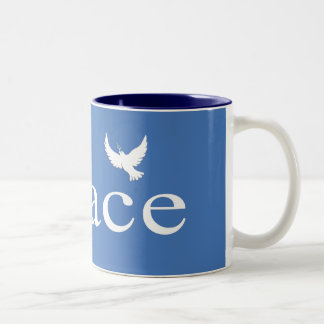 Blue Inspirational Peace Quote Two-Tone Coffee Mug