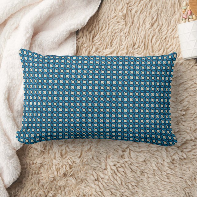 Blue Interlocking Abstract Geometric Pattern 1316 Lumbar Cushion (Blanket)