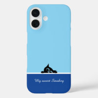 Blue iPhone Case with Cute Kitten Design