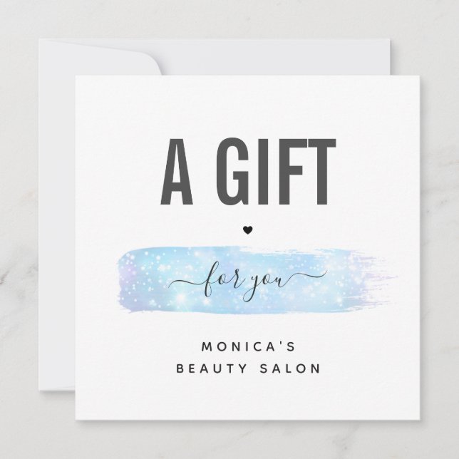 Blue Iridescent Brush Stroke Logo Beauty Makeup  (Front)