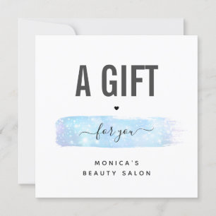 Blue Iridescent Brush Stroke Logo Beauty Makeup 