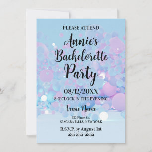 Blue Iridescent Circles Bachelorette Party Invitation