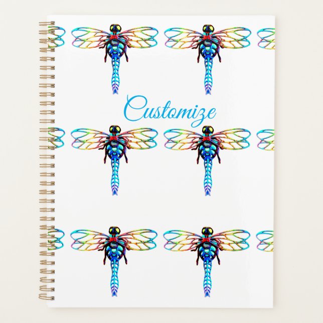 blue iridescent dragonflies planner (Front)