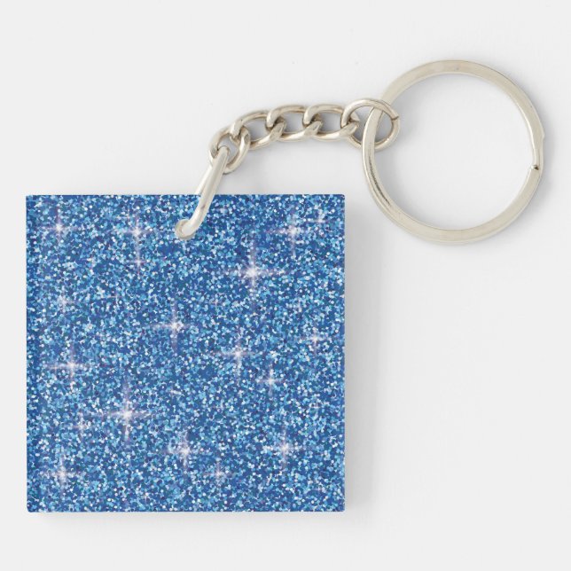 Blue iridescent glitter key ring (Back)