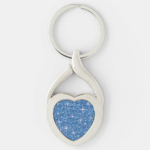 Blue iridescent glitter key ring