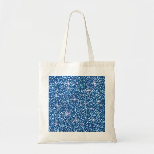 Blue iridescent glitter tote bag (Front)