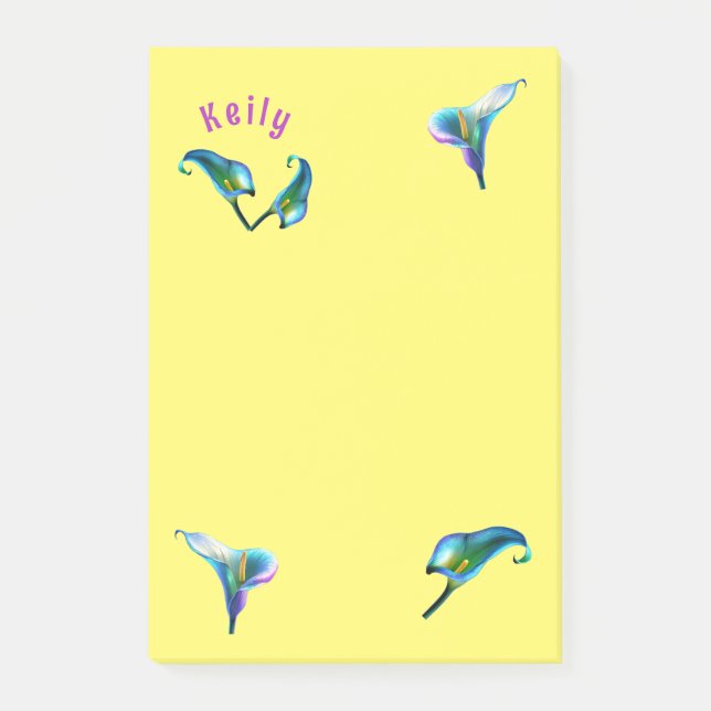 Blue Iridescent Holographic Calla Lilies Post-it Notes (Front)