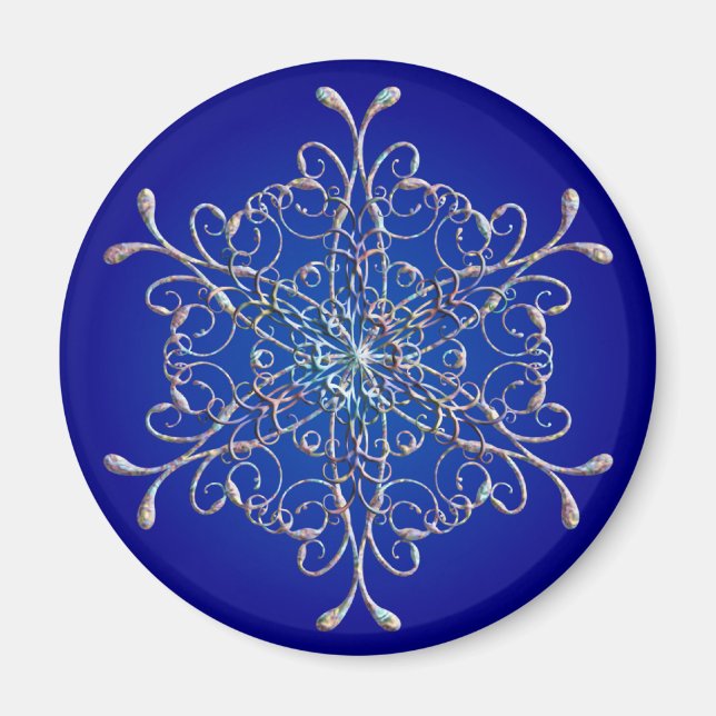 Blue Iridescent Snowflake Magnet (Front)