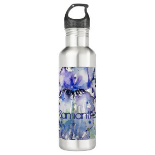Blue Iris Art floral Watercolor Flower Womans 710 710 Ml Water Bottle