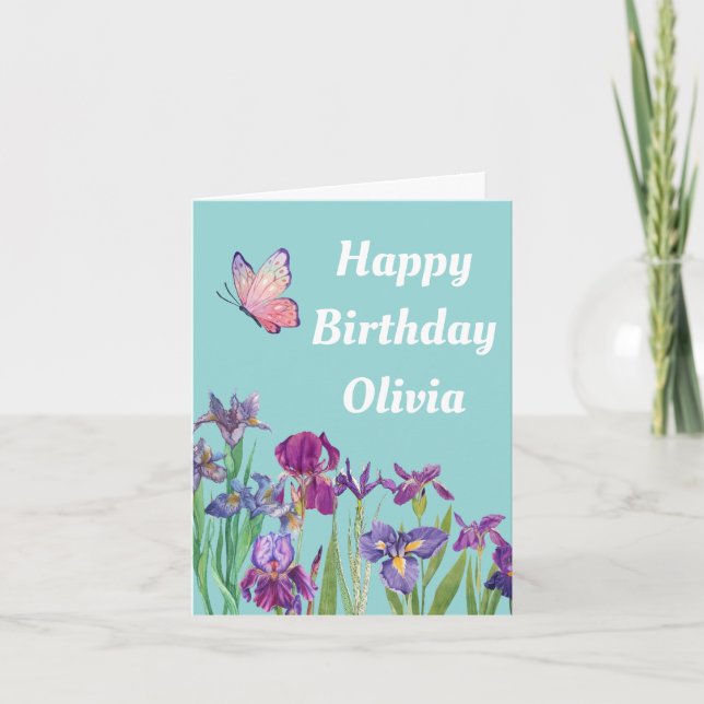 blue iris  birthday card (Front)