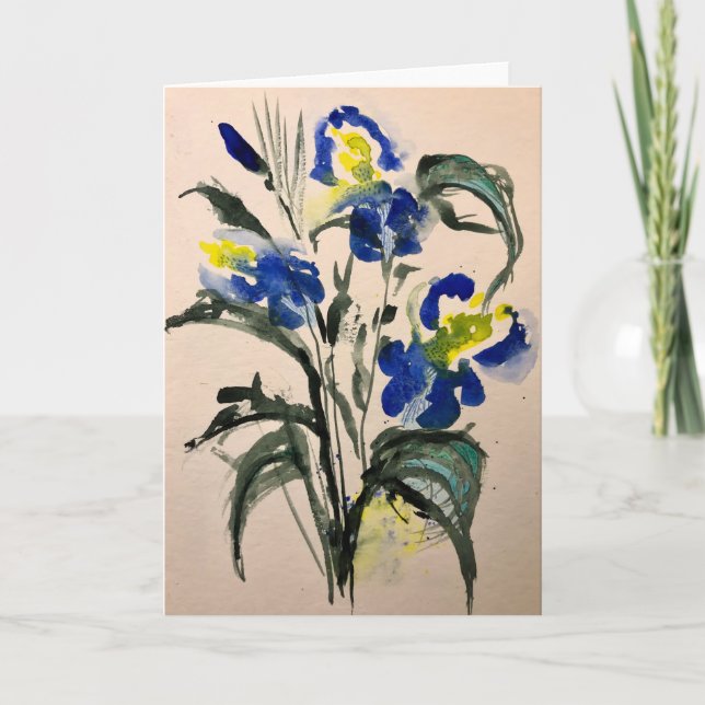 Blue Iris - Blank inside greeting card (Front)