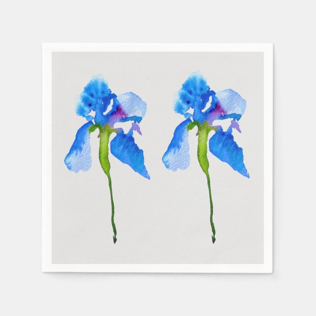Blue iris blossom art homeware napkin (Front)