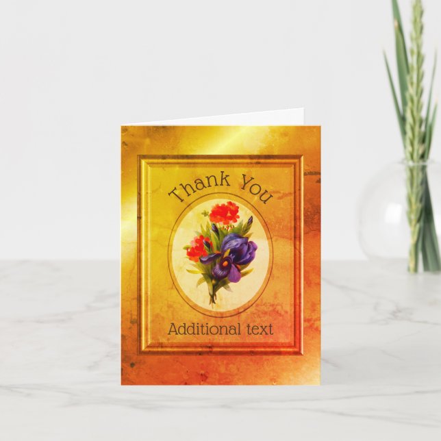 Blue Iris Bouquet Art Personalised Thank You Card (Front)