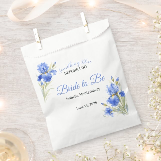 Blue Iris Bride to Be Something Blue Bridal Shower Favour Bags (Clipped)