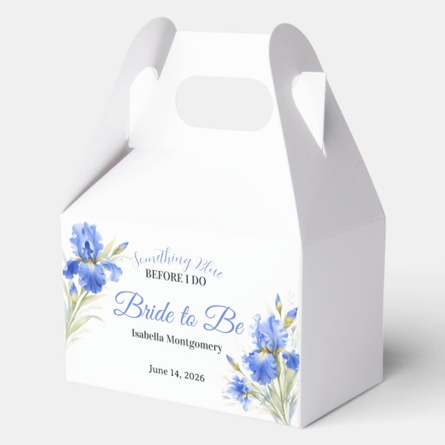 Blue Iris Bride to Be Something Blue Bridal Shower Favour Box (Front)