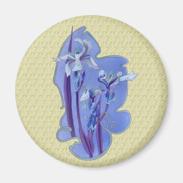 Blue Iris Floral Design Magnet (Front)