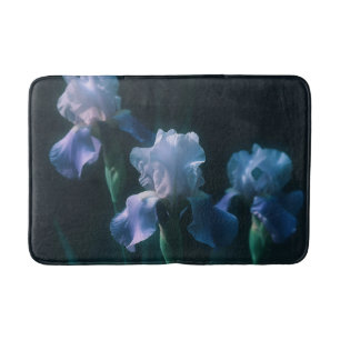 Blue Iris Floral Wall Art Poster Bath Mat