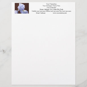 Blue Iris Flower custom Letterhead Irises