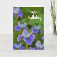 Blue Iris Flower Floral Happy Birthday
