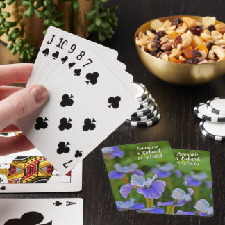 Blue Iris Flower Portrait Anniversary Date Playing Cards