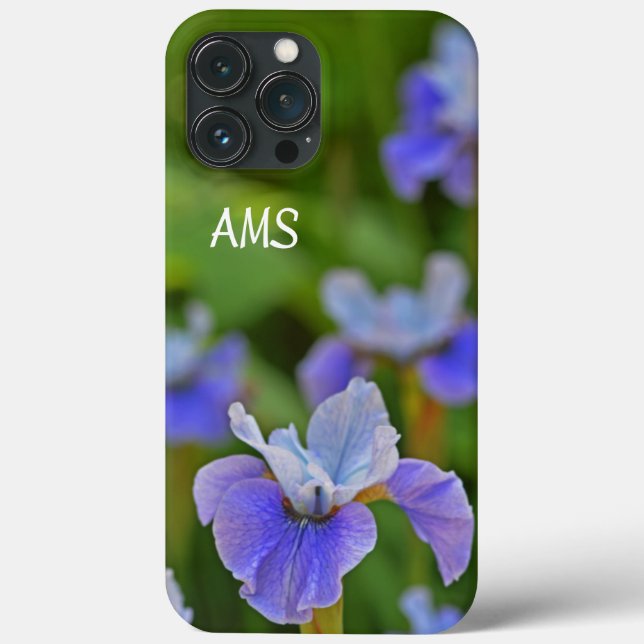 Blue Iris Flower Portrait Personalized Initials  Case-Mate iPhone Case (Back)