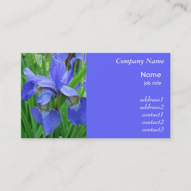 blue iris flowers business card (Front)