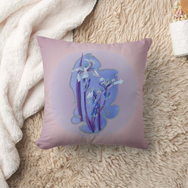 Blue Iris Flowers Cushion (Blanket)