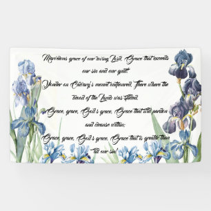 Blue Iris Flowers Gods Grace Song Christian Banner