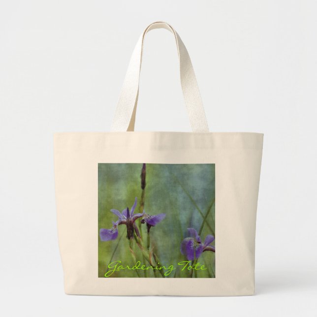Blue Iris Impressionist Floral Gardening Bag (Front)