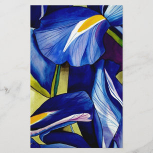 Blue Iris original art watercolor flowers