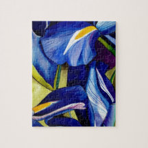 Blue Iris original art watercolor flowers